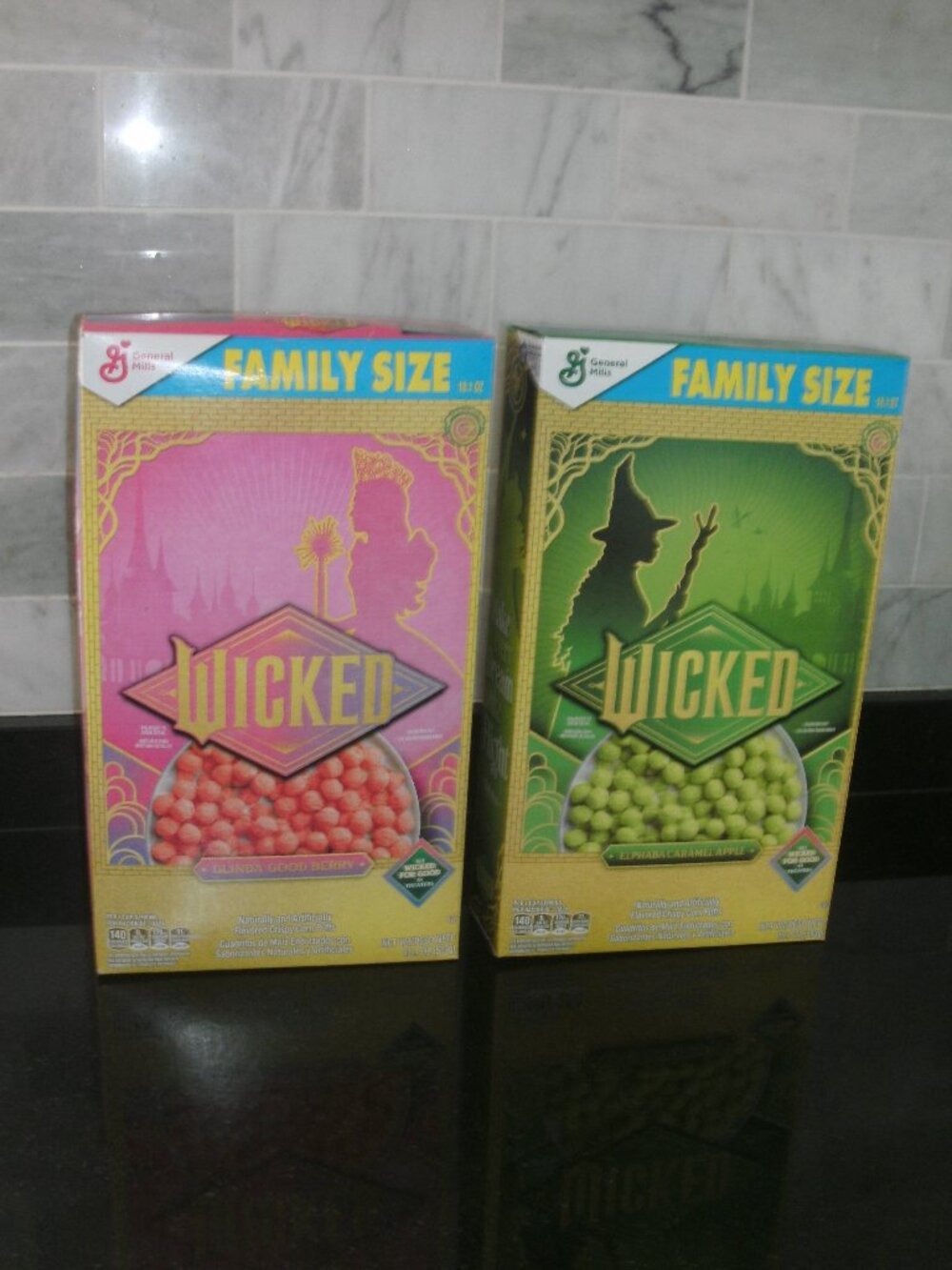 NWT SET General Mills Wicked Cereal Glinda Good Berry & Elphaba Carmel Apple NIB